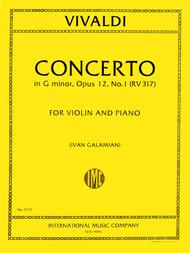 VIOLIN AND PIANO VIVALDI, Antonio 2575 Concerto in minor, RV 317 (Opus 12, 1) (GALAMIAN, Ivan) International Company #2575 - Hoffmann Strings, Ltd.